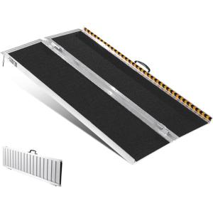 imageVEVOR Portable Wheelchair Ramp 6FT NonSlip Aluminum Folding Handicap Ramp Door Threshold Ramps for Wheelchair for HomeWheel Chair Ramp Steps Cars Scooter Cart Curbs Stairs5FT For height 515