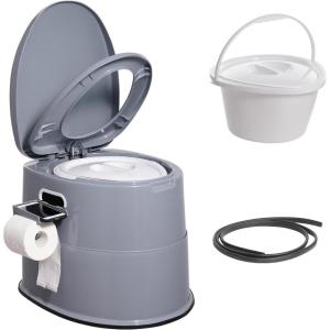 imageVEVOR RV Toilet for Camping Portable Toilet with 13 Gal Detachable Inner Bucket ampamp Removable Paper Holder Commode with Dual Lids Travel Toilet for Outdoor Camping Car Long Road TripsNo Waste Tank