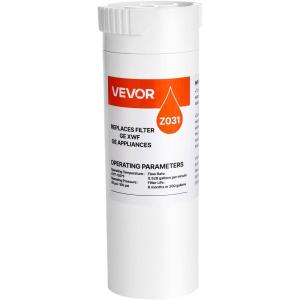 imageVEVOR Refrigerator Water Filter for GE XWF Fridge Filter Replacement Compatible with XWFNOT XWFE GBE21 GDE21 GDE25 GFE24 Carbon Block Filtration Reduce Chlorine Taste ampamp Odor Lead 1 PackWhite