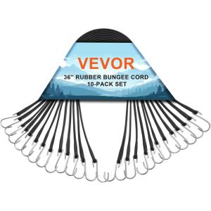 imageVEVOR Rubber Bungee Cords 50 Pack 21quot Long Weatherproof Natural Rubber Tie Down Straps with Crimped S Hooks Heavy Duty Outdoor Tarp Straps for Securing Flatbed Trailers Canvases Cargo and More36inch 10pcs
