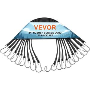 imageVEVOR Rubber Bungee Cords 50 Pack 21quot Long Weatherproof Natural Rubber Tie Down Straps with Crimped S Hooks Heavy Duty Outdoor Tarp Straps for Securing Flatbed Trailers Canvases Cargo and More24inch 10pcs
