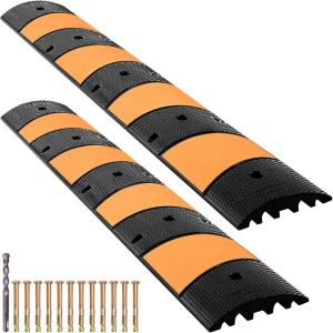 imageVEVOR Rubber Speed Bump 2 Pack  6 FT Heavy Duty 22000 lbs Capacity for Road ampamp Driveway 728quot x 122quot x 22quot Modular Traffic Hump 2 Channel Floor Cord Cover for Asphalt Concrete Gravel2 Pack