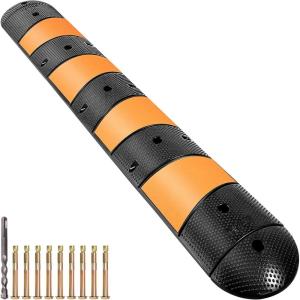 imageVEVOR Rubber Speed Bump 2 Pack  6 FT Heavy Duty 22000 lbs Capacity for Road ampamp Driveway 728quot x 122quot x 22quot Modular Traffic Hump 2 Channel Floor Cord Cover for Asphalt Concrete Gravel6ft 1pc with cap