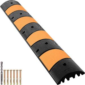 imageVEVOR Rubber Speed Bump 2 Pack  6 FT Heavy Duty 22000 lbs Capacity for Road ampamp Driveway 728quot x 122quot x 22quot Modular Traffic Hump 2 Channel Floor Cord Cover for Asphalt Concrete Gravel6ft