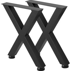 imageVEVOR Set of 2 Steel Table Legs 28 Height 30 Wide Heavy Duty 31 Square Box Section X Frame 28x30x31 Inch Black Color Industrial Country Style Metal Dining LegsBlack