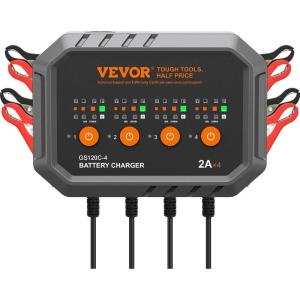 imageVEVOR Smart Battery Charger 20Amp Lithium LiFePO4 LeadAcid AGMGelSLA Car Battery Charger with LCD Display Trickle Charger Maintainer Desulfator for Boat Motorcycle Lawn Mower Deep Cycle2Amp4