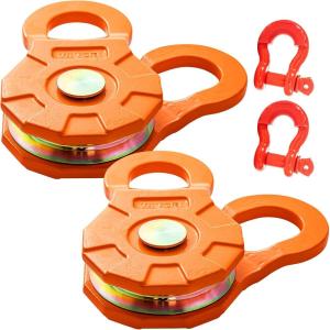 imageVEVOR Snatch Block Pulley 33000LBS WLL Pulley System for Synthetic Rope Or Steel Cable Change The Direction Create Mechanical Advantage Ideal for Truck Tractor ATV ampamp UTV 1 Pack Orangeyellow