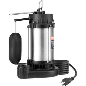 imageVEVOR Submersible Sump Pump 05HP 4188GPH 24 ft Lift Cast Iron Sewage Water Pump with 10 ft Power Cord and Automatic Float Switch Stainless Steel for Clean Flooded Basement Yard Farm Sewer12 HP