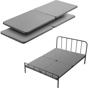 imageVEVOR Twin Size Bunkie Board 15 in Bed Board Slats with 200D Oxford Cloth Wooden Mattress Support for Twin Size Bed Easy Assembly Support Under Mattress 2 Piece GrayQueen  58 x 79 in