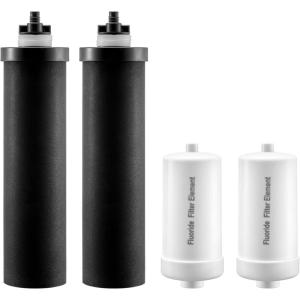 imageVEVOR Water Filters Replacement Purification Elements Activated Carbon Replacement Filters Easy to Replace Water Filter Gravity Water Filter System Compatible with Most Brands Pack of 2 BlackActivated Carbon Filter  Defluorination Filter
