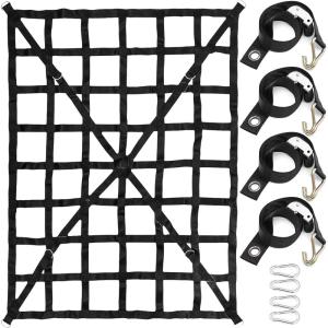 imageVEVOR Waterproof Cargo Net 72 in x 57 in Heavy Duty Truck Cargo NetWLL 700lbs 4 Adjustable Straps with Carabiners ampamp SHooks Truck Bed Cover for Trailer Pickup Boat Jeep SUV 475 x 6 ft42 x 55