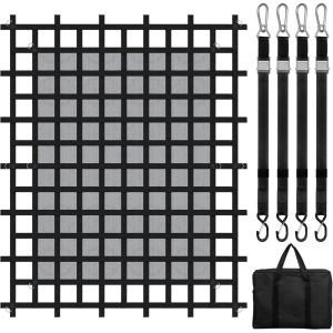 imageVEVOR Waterproof Cargo Net 96 in x 81 in Heavy Duty Truck Cargo NetWLL 700lbs 4 Adjustable Straps with Carabiners ampamp SHooks Truck Bed Cover for Trailer Pickup Boat Jeep SUV 675 x 8Polyester