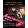 imageVEVOR 10 Player Poker Table Foldable Portable Folding Card Board Game Table Blackjack Texas Holdem Table with Padded Rails and Stainless Steel Cup HoldersBlue 84 in Casino Leisure TableRed