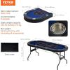 imageVEVOR 10 Player Poker Table Foldable Portable Folding Card Board Game Table Blackjack Texas Holdem Table with Padded Rails and Stainless Steel Cup HoldersBlue 84 in Casino Leisure TableBlue