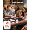 imageVEVOR 10 Player Poker Table Foldable Portable Folding Card Board Game Table Blackjack Texas Holdem Table with Padded Rails and Stainless Steel Cup HoldersBlue 84 in Casino Leisure TableBlackbrown