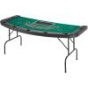 imageVEVOR 10 Player Poker Table Foldable Portable Folding Card Board Game Table Blackjack Texas Holdem Table with Padded Rails and Stainless Steel Cup HoldersBlue 84 in Casino Leisure TableGreen