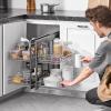 imageVEVOR 3 Tier 6 Shelf Chrome Carbon Steel Kitchen Cabinet Organizer Slide Out Storage Space Saving Silver For 15quot Width Food Jars Cans Cookware Pans MugsFor 15 Width
