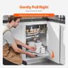 imageVEVOR 3 Tier 6 Shelf Chrome Carbon Steel Kitchen Cabinet Organizer Slide Out Storage Space Saving Silver For 15quot Width Food Jars Cans Cookware Pans MugsFor 36 Width