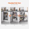 imageVEVOR 3 Tier 6 Shelf Chrome Carbon Steel Kitchen Cabinet Organizer Slide Out Storage Space Saving Silver For 15quot Width Food Jars Cans Cookware Pans MugsFor 15 Width