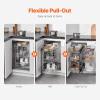 imageVEVOR 3 Tier 6 Shelf Chrome Carbon Steel Kitchen Cabinet Organizer Slide Out Storage Space Saving Silver For 15quot Width Food Jars Cans Cookware Pans MugsFor 15 Width