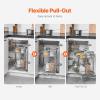 imageVEVOR 3 Tier 6 Shelf Chrome Carbon Steel Kitchen Cabinet Organizer Slide Out Storage Space Saving Silver For 15quot Width Food Jars Cans Cookware Pans MugsFor 18 Width