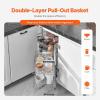imageVEVOR 3 Tier 6 Shelf Chrome Carbon Steel Kitchen Cabinet Organizer Slide Out Storage Space Saving Silver For 15quot Width Food Jars Cans Cookware Pans MugsFor 18 Width