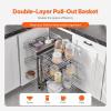 imageVEVOR 3 Tier 6 Shelf Chrome Carbon Steel Kitchen Cabinet Organizer Slide Out Storage Space Saving Silver For 15quot Width Food Jars Cans Cookware Pans MugsFor 15 Width