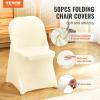 imageVEVOR 30 PCS White Folding Chair Covers  Ideal for Weddings Parties Dining and Banquets  Universal Washable Slipcovers for Folding Chairs  Elegant Event DcorIvoryc