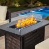 imageVEVOR 6Piece Outdoor Patio Furniture Set Wicker Rattan Outdoor Sectional Conversation Set with 50000BTU Propane Fire Pit Table Cushioned Sofas Coffee Table ampamp Ottoman for Patio Garden Backyard