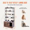 imageVEVOR Cat Litter Box Enclosure Hidden Litter Box Furniture with 2 Storage Shelves ampamp 2 Baskets Wooden Cat Washroom Indoor Cat House Cabinet Fit Most of Litter Box 236quotL x 197quotW x 50quotH Natural335L x 193W x 723H4 Shelves