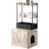 imageVEVOR Cat Litter Box Enclosure Hidden Litter Box Furniture with 2 Storage Shelves ampamp 2 Baskets Wooden Cat Washroom Indoor Cat House Cabinet Fit Most of Litter Box 236quotL x 197quotW x 50quotH Natural236L x 197W x 50H2 Shelves