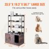 imageVEVOR Cat Litter Box Enclosure Hidden Litter Box Furniture with 2 Storage Shelves ampamp 2 Baskets Wooden Cat Washroom Indoor Cat House Cabinet Fit Most of Litter Box 236quotL x 197quotW x 50quotH Natural335L x 193W x 587H3 Shelves
