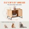 imageVEVOR Cat Litter Box Enclosure Hidden Litter Box Furniture with 2 Storage Shelves ampamp 2 Baskets Wooden Cat Washroom Indoor Cat House Cabinet Fit Most of Litter Box 236quotL x 197quotW x 50quotH Natural315L x 20W x 22H