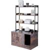 imageVEVOR Cat Litter Box Enclosure Hidden Litter Box Furniture with 2 Storage Shelves ampamp 2 Baskets Wooden Cat Washroom Indoor Cat House Cabinet Fit Most of Litter Box 236quotL x 197quotW x 50quotH Natural335L x 193W x 587H3 Shelves