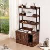 imageVEVOR Cat Litter Box Enclosure Hidden Litter Box Furniture with 2 Storage Shelves ampamp 2 Baskets Wooden Cat Washroom Indoor Cat House Cabinet Fit Most of Litter Box 236quotL x 197quotW x 50quotH Natural335L x 193W x 587H3 Shelves