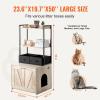 imageVEVOR Cat Litter Box Enclosure Hidden Litter Box Furniture with 2 Storage Shelves ampamp 2 Baskets Wooden Cat Washroom Indoor Cat House Cabinet Fit Most of Litter Box 236quotL x 197quotW x 50quotH Natural236L x 197W x 50H2 Shelves