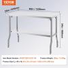 imageVEVOR Commercial Worktable Workstation 48x30 Inch Folding Commercial Prep Table DoubleShelf Stainless Steel Folding Table Kitchen Work Table with 772 lbs Load Silver Stainless Steel Kitchen IslandWith Undershelf