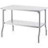 imageVEVOR Commercial Worktable Workstation 48x30 Inch Folding Commercial Prep Table DoubleShelf Stainless Steel Folding Table Kitchen Work Table with 772 lbs Load Silver Stainless Steel Kitchen IslandNo Casters