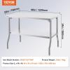 imageVEVOR Commercial Worktable Workstation 48x30 Inch Folding Commercial Prep Table DoubleShelf Stainless Steel Folding Table Kitchen Work Table with 772 lbs Load Silver Stainless Steel Kitchen IslandNo Casters