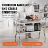 imageVEVOR Commercial Worktable Workstation 48x30 Inch Folding Commercial Prep Table DoubleShelf Stainless Steel Folding Table Kitchen Work Table with 772 lbs Load Silver Stainless Steel Kitchen IslandWith Undershelf