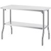 imageVEVOR Commercial Worktable Workstation 48x30 Inch Folding Commercial Prep Table DoubleShelf Stainless Steel Folding Table Kitchen Work Table with 772 lbs Load Silver Stainless Steel Kitchen IslandWith Undershelf
