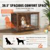 imageVEVOR Dog Crate Furniture 38 inch Wooden Dog Crate with Double Doors HeavyDuty Dog Cage End Table with MultiPurpose Removable Tray Modern Dog Kennel Indoor for Dogs up to 70lb Rustic Brown