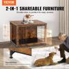 imageVEVOR Dog Crate Furniture 38 inch Wooden Dog Crate with Double Doors HeavyDuty Dog Cage End Table with MultiPurpose Removable Tray Modern Dog Kennel Indoor for Dogs up to 70lb Rustic Brown