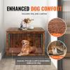imageVEVOR Dog Crate Furniture 38 inch Wooden Dog Crate with Double Doors HeavyDuty Dog Cage End Table with MultiPurpose Removable Tray Modern Dog Kennel Indoor for Dogs up to 70lb Rustic Brown