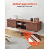 imageVEVOR Floating TV Stand 60quot Wall Mount Entertainment Center with Adjustable Shelf ampamp Sliding Doors 2 Tiers Floating TV Shelf with Storage Cabinet for DVD Player Cable Box Game Console Walnut