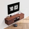 imageVEVOR Floating TV Stand 60quot Wall Mount Entertainment Center with Adjustable Shelf ampamp Sliding Doors 2 Tiers Floating TV Shelf with Storage Cabinet for DVD Player Cable Box Game Console Walnut