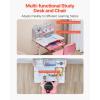 imageVEVOR Kids Study Chair and Desk Set Study Desk and Chair for Kids with Table Lamp Adjustable Height ampamp 040 Tilted Desktop Kids Desk and Chair Children Study Table for Bedroom ampamp Study Room GreyPink