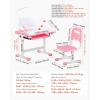 imageVEVOR Kids Study Chair and Desk Set Study Desk and Chair for Kids with Table Lamp Adjustable Height ampamp 040 Tilted Desktop Kids Desk and Chair Children Study Table for Bedroom ampamp Study Room GreyPink