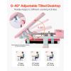imageVEVOR Kids Study Chair and Desk Set Study Desk and Chair for Kids with Table Lamp Adjustable Height ampamp 040 Tilted Desktop Kids Desk and Chair Children Study Table for Bedroom ampamp Study Room GreyPink