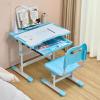 imageVEVOR Kids Study Chair and Desk Set Study Desk and Chair for Kids with Table Lamp Adjustable Height ampamp 040 Tilted Desktop Kids Desk and Chair Children Study Table for Bedroom ampamp Study Room GreyBlue